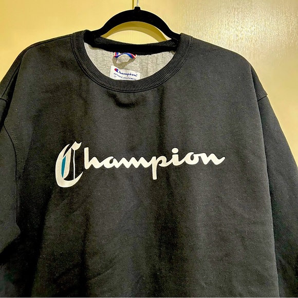 NWOT Champion brand sweatshirt black crew neck size large - Picture 5 of 5